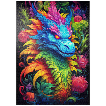 Darstellung des Puzzle Motivs puzzleplate Vibrant Fantasy Dragon with Lush Foliage 1000 Puzzle