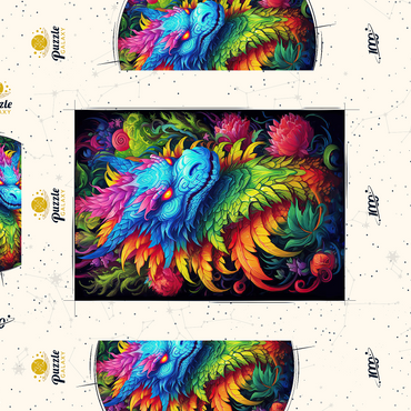 Darstellung des Puzzle Motivs Vibrant Fantasy Dragon with Lush Foliage 1000 Puzzle Schachtel 3D Modell