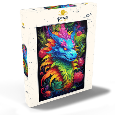 Darstellung des Puzzle Motivs Vibrant Fantasy Dragon with Lush Foliage 100 Puzzle Schachtel Ansicht2