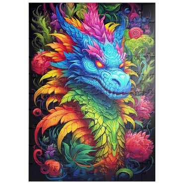 Darstellung des Puzzle Motivs puzzleplate Vibrant Fantasy Dragon with Lush Foliage 100 Puzzle