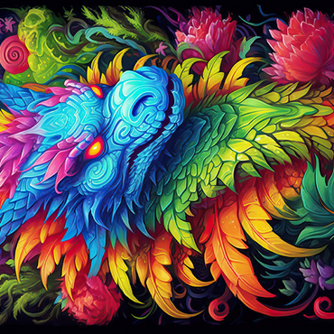 Darstellung des Puzzle Motivs Vibrant Fantasy Dragon with Lush Foliage 200 Puzzle 3D Modell