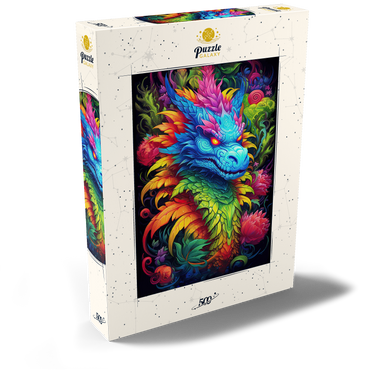Darstellung des Puzzle Motivs Vibrant Fantasy Dragon with Lush Foliage 500 Puzzle Schachtel Ansicht2