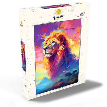 Darstellung des Puzzle Motivs Majestic Lion with Vibrant Sky 100 Puzzle Schachtel Ansicht2