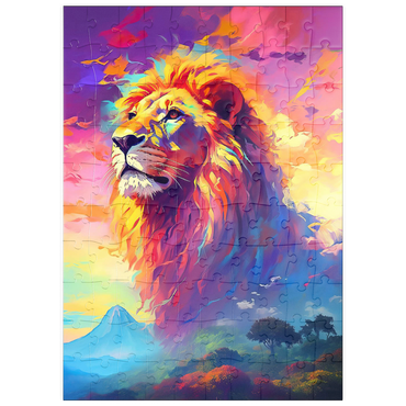 Darstellung des Puzzle Motivs puzzleplate Majestic Lion with Vibrant Sky 100 Puzzle