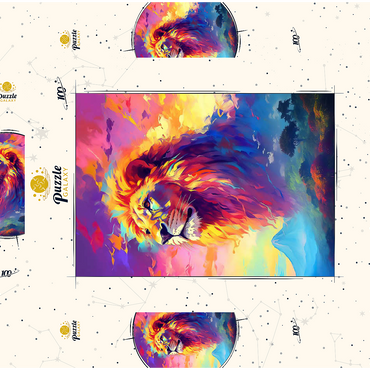 Darstellung des Puzzle Motivs Majestic Lion with Vibrant Sky 100 Puzzle Schachtel 3D Modell