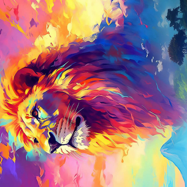 Darstellung des Puzzle Motivs Majestic Lion with Vibrant Sky 200 Puzzle 3D Modell