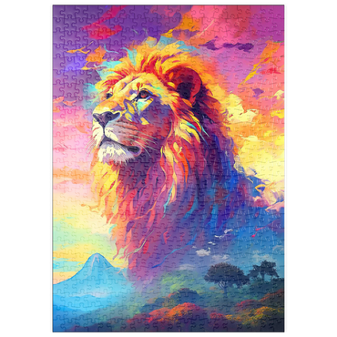 Darstellung des Puzzle Motivs puzzleplate Majestic Lion with Vibrant Sky 500 Puzzle