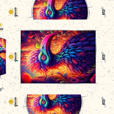 Darstellung des Puzzle Motivs Exotic Bird in a Fantasy World 1000 Puzzle Schachtel 3D Modell