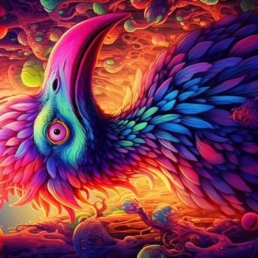 Darstellung des Puzzle Motivs Exotic Bird in a Fantasy World 100 Puzzle 3D Modell