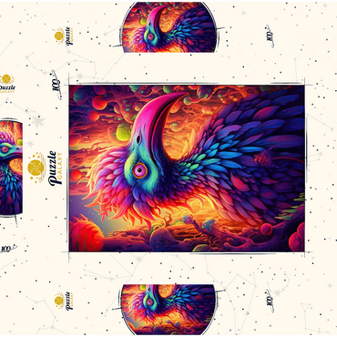 Darstellung des Puzzle Motivs Exotic Bird in a Fantasy World 100 Puzzle Schachtel 3D Modell
