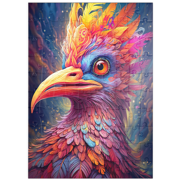 Darstellung des Puzzle Motivs puzzleplate Majestic Fantasy Bird with Vivid Feathers 100 Puzzle