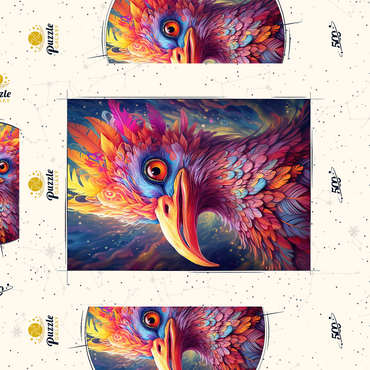 Darstellung des Puzzle Motivs Majestic Fantasy Bird with Vivid Feathers 500 Puzzle Schachtel 3D Modell