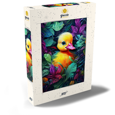 Darstellung des Puzzle Motivs Adorable Yellow Duckling in Vibrant Foliage 1000 Puzzle Schachtel Ansicht2