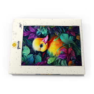 Darstellung des Puzzle Motivs Adorable Yellow Duckling in Vibrant Foliage 200 Puzzle Schachtel Ansicht3