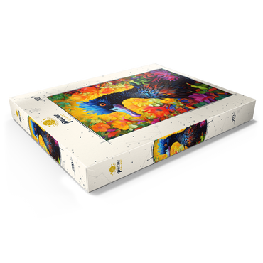 Darstellung des Puzzle Motivs Exotic Blue Bird Amidst Vibrant Floral Fantasy 200 Puzzle Schachtel Ansicht1