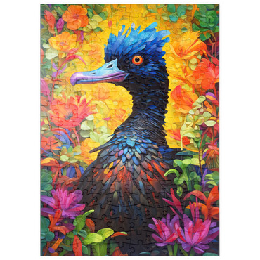 Darstellung des Puzzle Motivs puzzleplate Exotic Blue Bird Amidst Vibrant Floral Fantasy 200 Puzzle