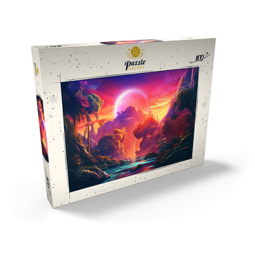 Darstellung des Puzzle Motivs Fantasy Tropical Paradise with a Majestic Alien Moon 100 Puzzle Schachtel Ansicht2