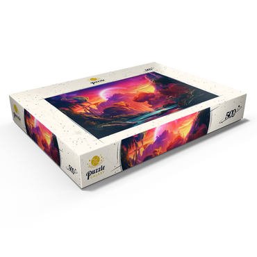 Darstellung des Puzzle Motivs Fantasy Tropical Paradise with a Majestic Alien Moon 500 Puzzle Schachtel Ansicht1