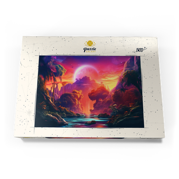 Darstellung des Puzzle Motivs Fantasy Tropical Paradise with a Majestic Alien Moon 500 Puzzle Schachtel Ansicht3