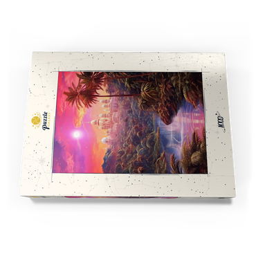 Darstellung des Puzzle Motivs Majestic Palace in Lush Jungle Under a Mystic Moon 1000 Puzzle Schachtel Ansicht3