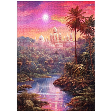 Darstellung des Puzzle Motivs puzzleplate Majestic Palace in Lush Jungle Under a Mystic Moon 1000 Puzzle