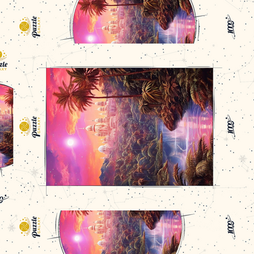 Darstellung des Puzzle Motivs Majestic Palace in Lush Jungle Under a Mystic Moon 1000 Puzzle Schachtel 3D Modell