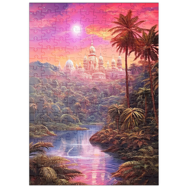 Darstellung des Puzzle Motivs puzzleplate Majestic Palace in Lush Jungle Under a Mystic Moon 200 Puzzle