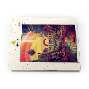 Darstellung des Puzzle Motivs Enchanted Jungle Bridge with Radiant Rainbow Sky 100 Puzzle Schachtel Ansicht3