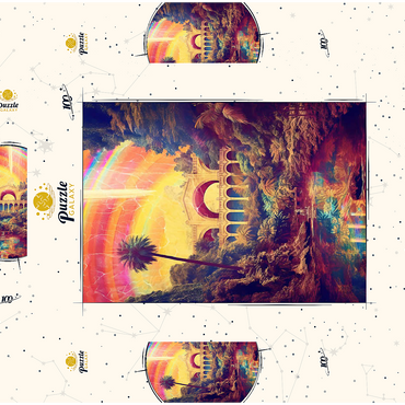 Darstellung des Puzzle Motivs Enchanted Jungle Bridge with Radiant Rainbow Sky 100 Puzzle Schachtel 3D Modell