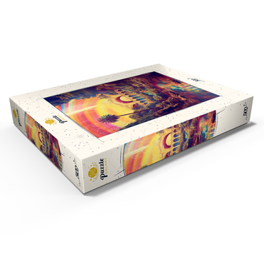 Darstellung des Puzzle Motivs Enchanted Jungle Bridge with Radiant Rainbow Sky 500 Puzzle Schachtel Ansicht1