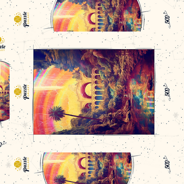 Darstellung des Puzzle Motivs Enchanted Jungle Bridge with Radiant Rainbow Sky 500 Puzzle Schachtel 3D Modell