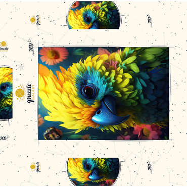 Darstellung des Puzzle Motivs Vibrant Tropical Parrot with Lush Feather Details 200 Puzzle Schachtel 3D Modell