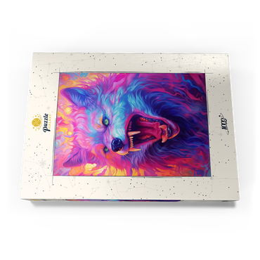 Darstellung des Puzzle Motivs Fierce Multicolored Wolf with Fiery Expression 1000 Puzzle Schachtel Ansicht3