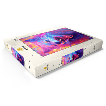 Darstellung des Puzzle Motivs Fierce Multicolored Wolf with Fiery Expression 200 Puzzle Schachtel Ansicht1