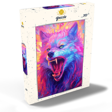 Darstellung des Puzzle Motivs Fierce Multicolored Wolf with Fiery Expression 200 Puzzle Schachtel Ansicht2