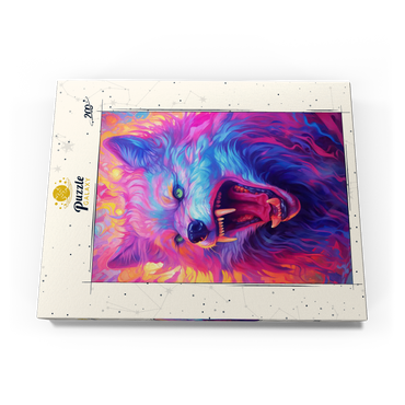 Darstellung des Puzzle Motivs Fierce Multicolored Wolf with Fiery Expression 200 Puzzle Schachtel Ansicht3