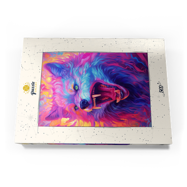 Darstellung des Puzzle Motivs Fierce Multicolored Wolf with Fiery Expression 500 Puzzle Schachtel Ansicht3