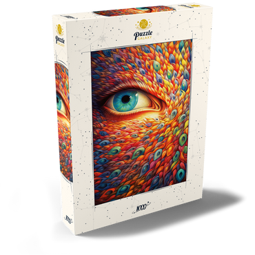 Darstellung des Puzzle Motivs Surreal Eye with Vivid Feather-Like Patterns 1000 Puzzle Schachtel Ansicht2
