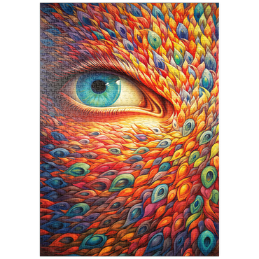 Darstellung des Puzzle Motivs puzzleplate Surreal Eye with Vivid Feather-Like Patterns 1000 Puzzle