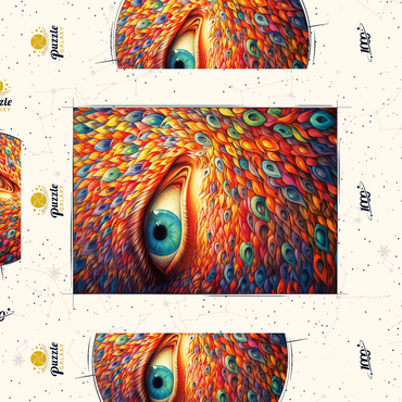 Darstellung des Puzzle Motivs Surreal Eye with Vivid Feather-Like Patterns 1000 Puzzle Schachtel 3D Modell
