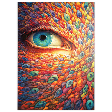 Darstellung des Puzzle Motivs puzzleplate Surreal Eye with Vivid Feather-Like Patterns 100 Puzzle