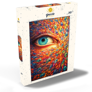 Darstellung des Puzzle Motivs Surreal Eye with Vivid Feather-Like Patterns 200 Puzzle Schachtel Ansicht2
