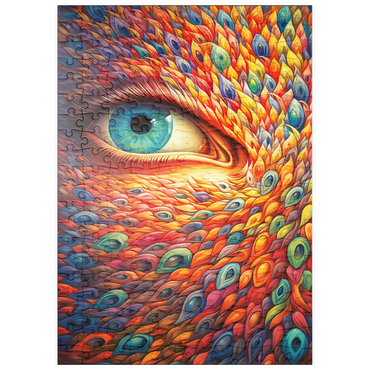 Darstellung des Puzzle Motivs puzzleplate Surreal Eye with Vivid Feather-Like Patterns 200 Puzzle