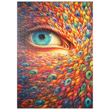 Darstellung des Puzzle Motivs puzzleplate Surreal Eye with Vivid Feather-Like Patterns 500 Puzzle