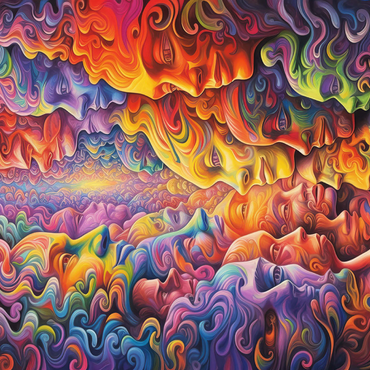 Darstellung des Puzzle Motivs Surreal Faces in Vivid Abstract Flow 1000 Puzzle 3D Modell