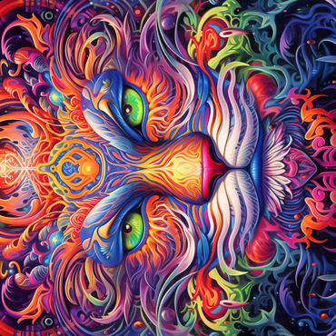 Darstellung des Puzzle Motivs Mystical Psychedelic Cat 1000 Puzzle 3D Modell