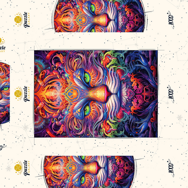 Darstellung des Puzzle Motivs Mystical Psychedelic Cat 1000 Puzzle Schachtel 3D Modell