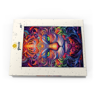 Darstellung des Puzzle Motivs Mystical Psychedelic Cat 100 Puzzle Schachtel Ansicht3