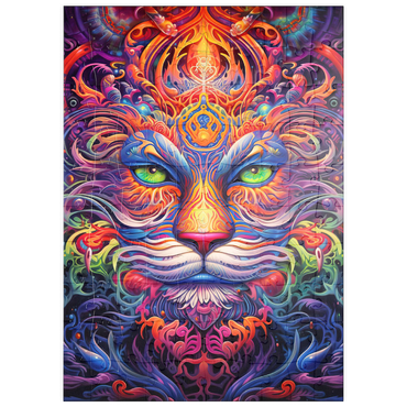Darstellung des Puzzle Motivs puzzleplate Mystical Psychedelic Cat 100 Puzzle