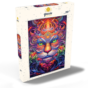 Darstellung des Puzzle Motivs Mystical Psychedelic Cat 200 Puzzle Schachtel Ansicht2